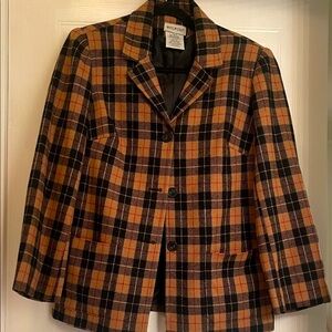 White Stag Plaid Blazer in Tan and Black Size 8